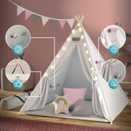 Kinder-Tipi-Zelt JULIA, 120x120x160cm, beige/rosa
