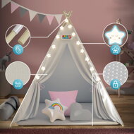 Kinder-Tipi-Zelt JULIA, 120x120x160cm, beige/rosa
