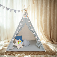 Kinder-Tipi-Zelt JULIUS, 120x120x160cm, grau/blau