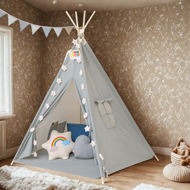 Kinder-Tipi-Zelt JULIUS, 120x120x160cm, grau/blau