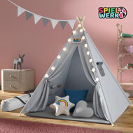 Kinder-Tipi-Zelt JULIUS, 120x120x160cm, grau/blau
