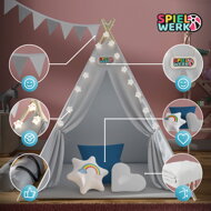 Kinder-Tipi-Zelt JULIUS, 120x120x160cm, grau/blau