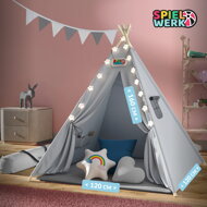 Kinder-Tipi-Zelt JULIUS, 120x120x160cm, grau/blau