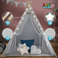 Kinder-Tipi-Zelt JULIUS, 120x120x160cm, grau/blau