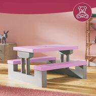 Kindersitzgruppe mit Sonnenschirm JASMIN, 67x78,5x42,5cm, rosa/grau