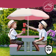 Kindersitzgruppe mit Sonnenschirm JASMIN, 67x78,5x42,5cm, rosa/grau