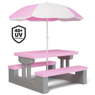 Kindersitzgruppe mit Sonnenschirm JASMIN, 67x78,5x42,5cm, rosa/grau
