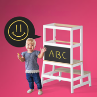 Lernturm PLAY aus Kiefernholz, 93x56x49 cm, weiß/naturbraun