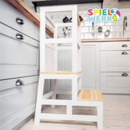 Lernturm PLAY aus Kiefernholz, 93x56x49 cm, weiß/naturbraun