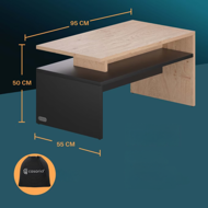 Couchtisch SACRAMENTO, 50x47x92 cm, braun/grau