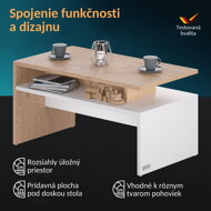 Couchtisch SACRAMENTO, 50x47x92 cm, weiß/braun