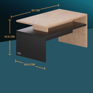Couchtisch SACRAMENTO, 50x47x92 cm, braun/grau