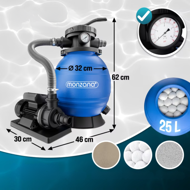 Sandfilteranlage für Pool mit Filterbällen, 10 200 l/h, blau