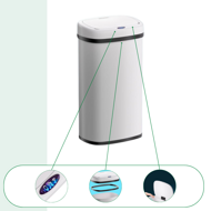 Sensor-Mülleimer DEUS, 58 Liter, weiß