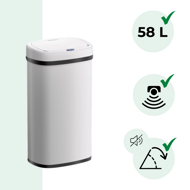 Sensor-Mülleimer DEUS, 58 Liter, weiß