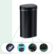 Sensor-Mülleimer DEUS, 58 Liter, schwarz