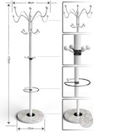 Standgarderobe TENZY mit Marmorfuß, 37x173cm, Weiß
