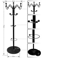 Standgarderobe TENZY mit Marmorfuß, 37x173cm, schwarz
