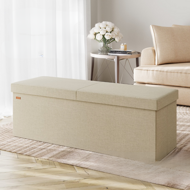 Hocker mit Stauraum EDMUND 115x38x38 cm, beige