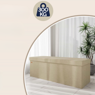 Hocker mit Stauraum und klappbarem Deckel EDMUND, 115x38x38 cm, beige