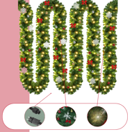 Weihnachtsgirlande ANDREA mit Beleuchtung, dekoriert, 5 m, grün