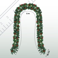 Weihnachtsgirlande ANDREA mit Beleuchtung, dekoriert, 5 m, grün