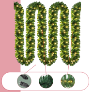 Weihnachtsgirlande ANDREA mit Beleuchtung, 5 m, grün
