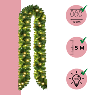 Weihnachtsgirlande ANDREA mit Beleuchtung, 5 m, grün