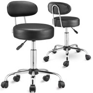 Hocker auf Rollen mit Rückenlehne ROLAND, Ø35 cm, schwarz