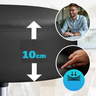 Hocker auf Rollen mit Rückenlehne ROLAND, Ø35 cm, schwarz