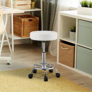 Hocker auf Rollen OXANA mit Fußstütze, Ø35 cm, weiß