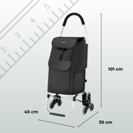 Nákupná taška Shopper, na kolieskach do schodov 45L, 101x45x39, čierna