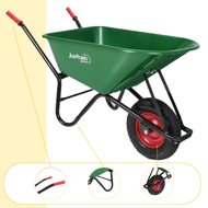 Schubkarre GREG mit Kunststoffwanne, max. Kapazität 100 l/150 kg, grün/schwarz