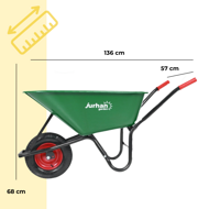 Schubkarre GREG mit Kunststoffwanne, max. Kapazität 100 l/150 kg, grün/schwarz
