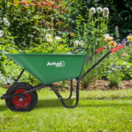 Schubkarre GREG mit Kunststoffwanne, max. Kapazität 100 l/150 kg, grün/schwarz