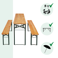 Bierzeltgarnitur KLASIK, 170cm, naturbraun