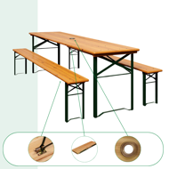 Bierzeltgarnitur KLASIK, 170cm, naturbraun