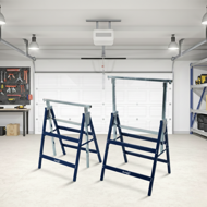 Teleskopische Gerüstböcke DANNY, 2er-Set, max. 200 kg, 69x57x81-130 cm, silber/blau 