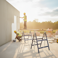 Teleskopische Gerüstböcke DANNY, 2er-Set, max. 200 kg, 69x57x81-130 cm, silber/blau 