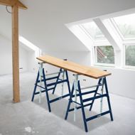 Teleskopische Gerüstböcke DANNY, 2er-Set, max. 200 kg, 69x57x81-130 cm, silber/blau 