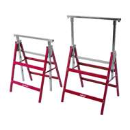 Teleskopische Gerüstböcke DANNY, 2er-Set, max. 200 kg, 60x56x81-130 cm, silber/rot