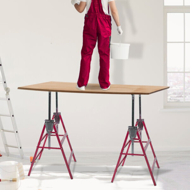 Teleskopische Gerüstböcke DANNY, 2er-Set, max. 200 kg, 60x56x81-130 cm, silber/rot