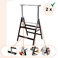 Teleskopische Gerüstböcke DANNY, 2er-Set, max. 200 kg, 60x56x81-130 cm, silber/schwarz