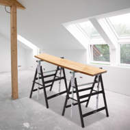 Teleskopische Gerüstböcke DANNY, 2er-Set, max. 200 kg, 60x56x81-130 cm, silber/schwarz