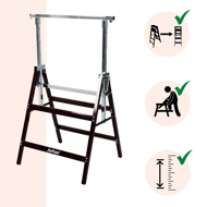 Teleskopische Gerüstböcke DANNY, 2er-Set, max. 200 kg, 60x56x81-130 cm, silber/schwarz