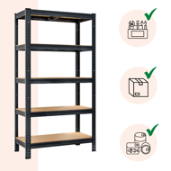 Hochlastregal HEAVY, max. 875 kg, 90x40x180 cm, schwarz