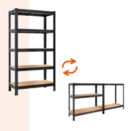 Hochlastregal HEAVY, max. 875 kg, 90x40x180 cm, schwarz