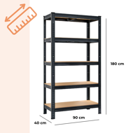 Hochlastregal HEAVY, max. 875 kg, 90x40x180 cm, schwarz