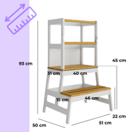 Lernturm PLAY aus Kiefernholz, 93x56x49 cm, weiß/naturbraun