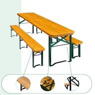 Biergarnitur MAXI, klappbar, 220 cm, naturbraun
